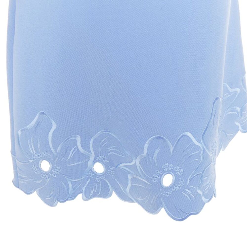 CHRISTIAN DIOR powder blue wool crepe floral cutout embroidered hem skirt FR38 M - Picture 6 of 9
